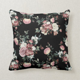 Elegante Rosa und Weiße Rosen im Blumendesign Kissen