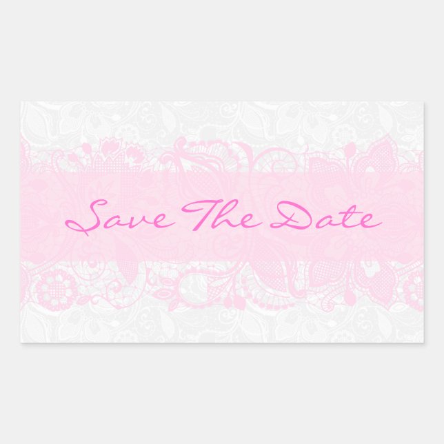 Elegante rosa und weiße Vintage Blumenspitze Rechteckiger Aufkleber (Vorderseite)