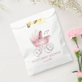Elegante, rosa Vintage Baby Carriage Baby Shower Geschenktütchen