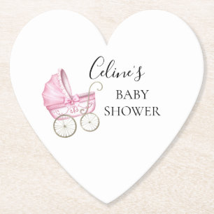 Elegante rosa Vintage-Babykutsche Baby Shower Untersetzer