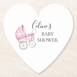 Elegante, rosa Vintage Babytragen Babydusche Untersetzer