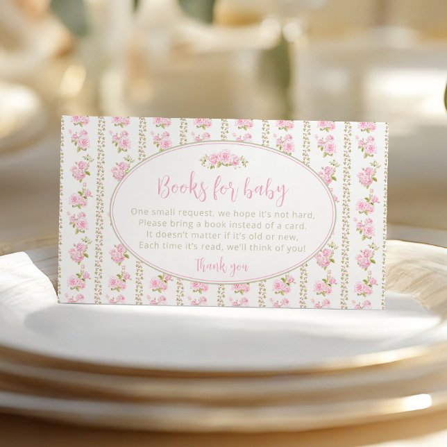 Elegante rosa Vintage-Blumen-Bücher für Baby Begleitkarte (Von Creator hochgeladen)