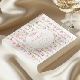 Elegante rosa Vintage-Blumen Serviette