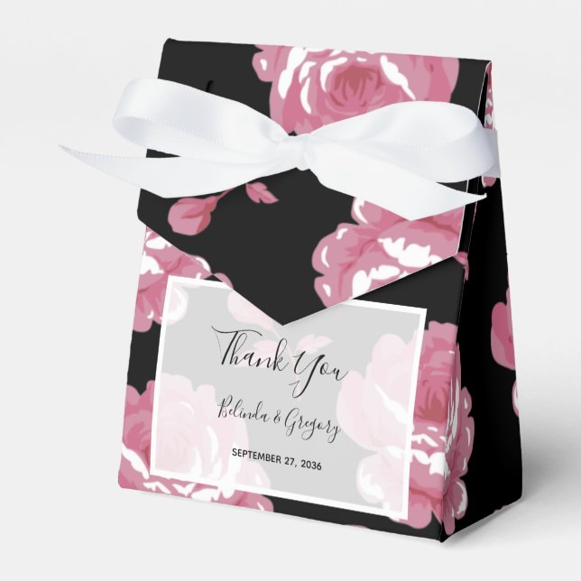 Elegante, rosa Vintage Rose Hochzeit Geschenkschachtel (Vorderseite)