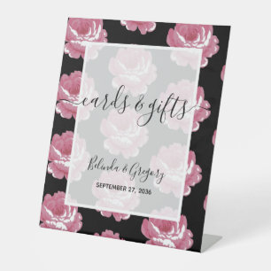 Elegante rosa Vintage Rose Hochzeiten Karten und G Sockelschild