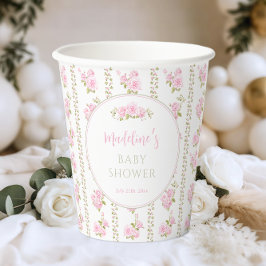 Elegante rosa Vintage-Rose Pappbecher