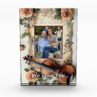 Elegante rosa Vintage-Rosen-Grenze Violine Fotoblock
