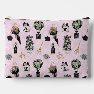 Elegante rosa Vintage-Toilettentasche-Illustration Zubehörtasche