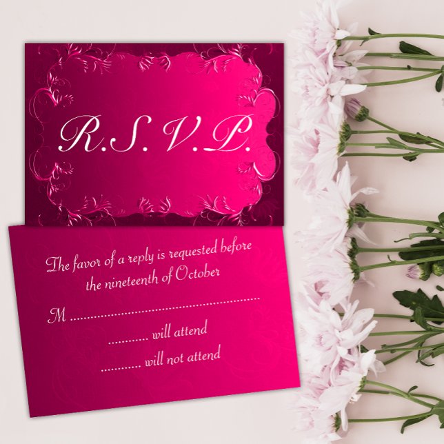 Elegante Rosa Vintage Wedding UAWG RSVP Karte (Von Creator hochgeladen)