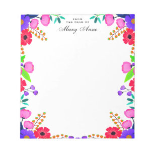 Elegante Rosa violette Blumen Personalisiert Notizblock