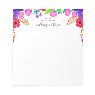 Elegante Rosa violette Blumen Personalisiert Notizblock