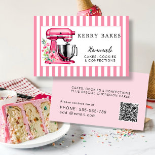 elegante rosa Wasserfarbe Bäckerei & Süßigkeiten G Visitenkarte