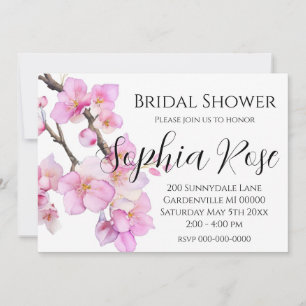 Elegante rosa Wasserfarbe florale Kirschblüten Einladung