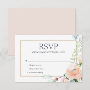 Elegante rosa Wasserfarbe-Floralie RSVP Karte