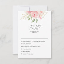 Elegante rosa Wasserfarbe goldene Blumenhochzeit