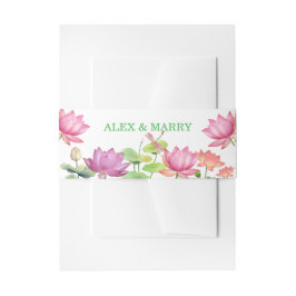Elegante rosa Wasserfarbe-Lotos-Blumenmuster Einladungsbanderole