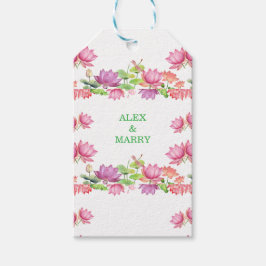 Elegante rosa Wasserfarbe Lotos floral Geschenkanhänger