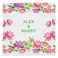 Elegante rosa Wasserfarbe Lotus Blumenmuster