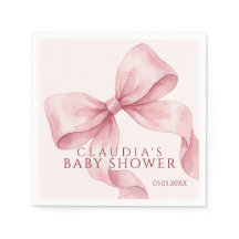 Elegante rosa Wasserfarbe Schleife Babyparty