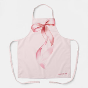 Elegante rosa Wasserfarbe Schleife personalisierte Schürze