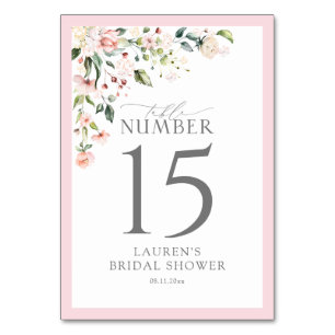 Elegante rosa Wasserfarben-Blumen-Brautparty Tischnummer