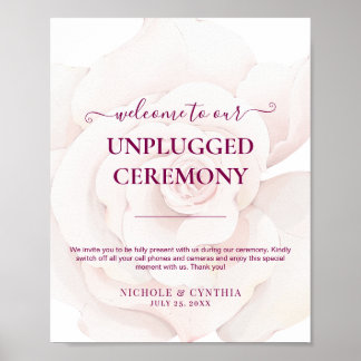 Elegante Rosa Wasserfarben-Blumenhochzeit Poster