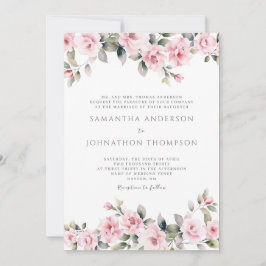 Elegante rosa Wasserfarben Einladung zur Hochzeit