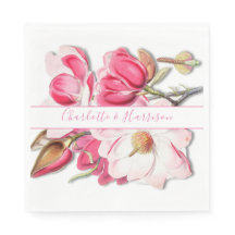 Elegante Rosa Wasserfarben Magnolia Hochzeit