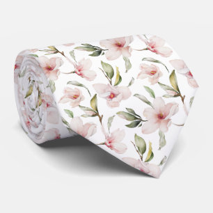 Elegante rosa Wasserfarben-Magnolie Blumen Krawatte