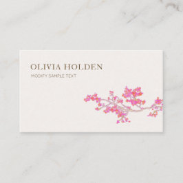 Elegante rosa Wasserfarbenzweig Visitenkarte