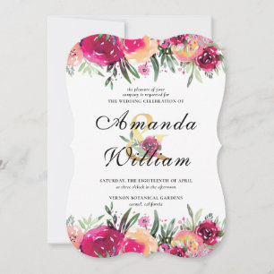 Elegante Rosa Watercolor Blumenhochzeit Einladung