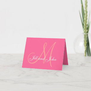 Elegante rosa Wedding Monogram Danke Card
