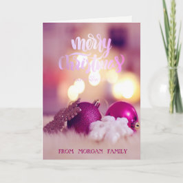 Elegante Rosa Weihnachtsbälle Weihnachtskarte Feiertagskarte