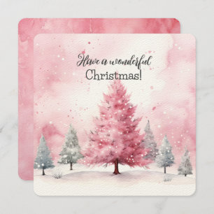 Elegante Rosa Weihnachtsbaumszene im Winter Karte