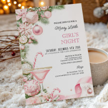 Elegante rosa Weihnachtsfeier-Einladung für Mädche
