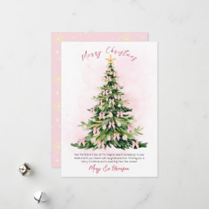 Elegante rosa Weihnachtskarte mit Wasserfarben-Tan Feiertagskarte
