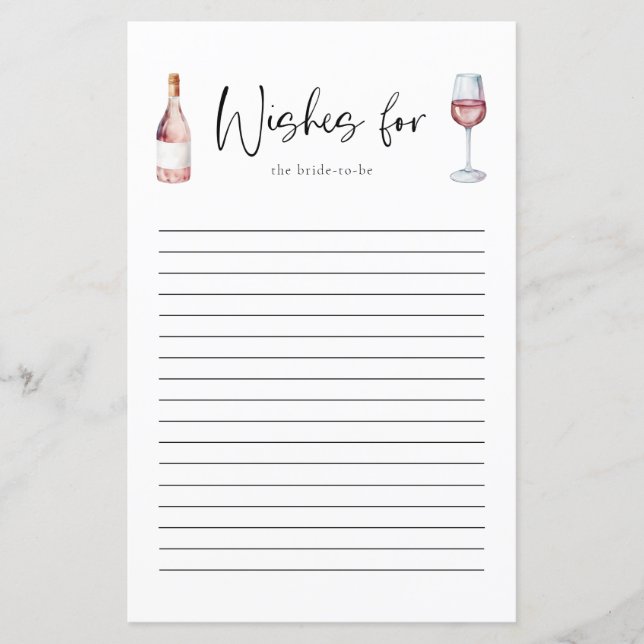 Elegante Rosa Weinempfehlung für die Bride Card (Vorderseite)