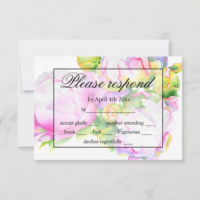 Elegante, rosa, weiße Aquarellbäume RSVP CARDS Karte (Vorderseite)