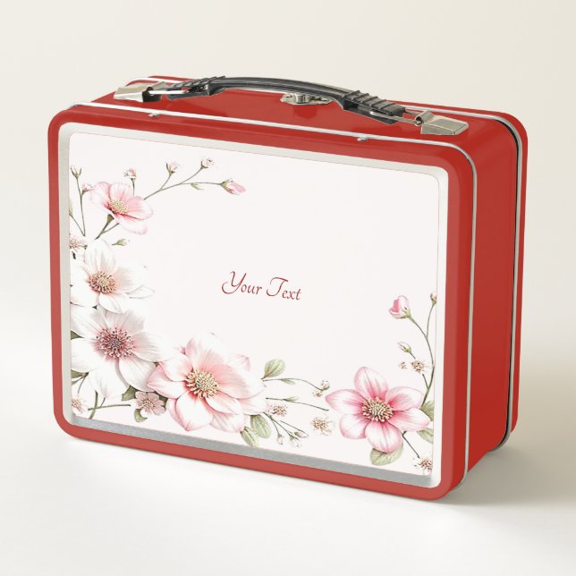Elegante rosa weiße Blumen Lunchbox (Rückseite)
