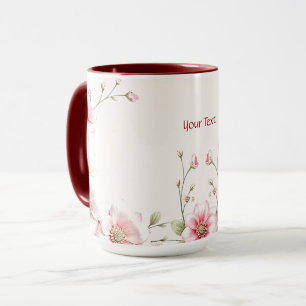 Elegante rosa weiße Blumen-Tasse Tasse