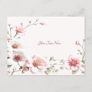 Elegante rosa weiße Blumenpostkarte Postkarte