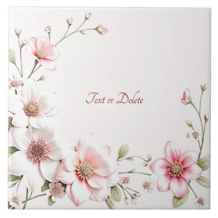 Elegante rosa weiße florale Keramikfliese