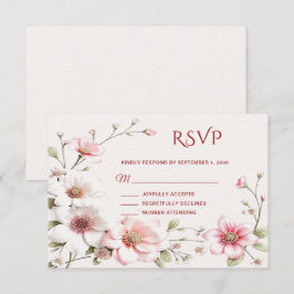 Elegante, rosa, weiße, florale RSVP-Karte RSVP Karte