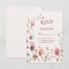 Elegante, rosa, weiße, florale RSVP-Karte RSVP Karte