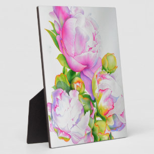 Elegante rosa weiße florale Wasserfarbenmalerei Fotoplatte