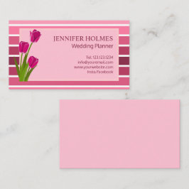 Elegante rosa, weiße Streifen Tulip Business Card Visitenkarte
