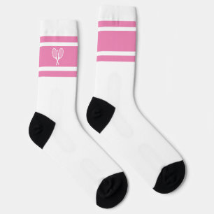 Elegante Rosa Weiße Stripe Tennis Racket Sportlich Socken