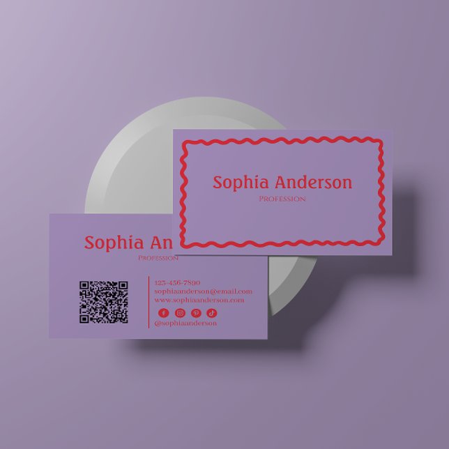 Elegante rosa, wellige Grenze für Frauen | Berufli Visitenkarte (Von Creator hochgeladen)