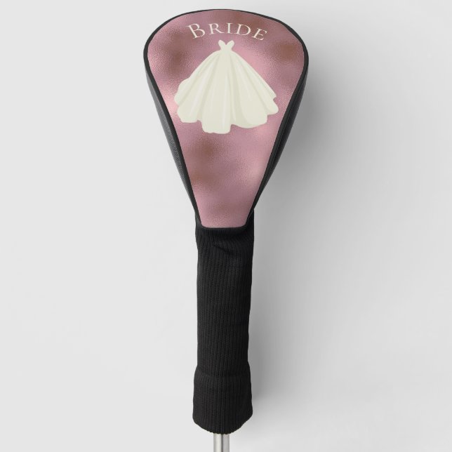Elegante Rosa White Bride Gown Typografy Wedding Golf Headcover (Vorderseite)