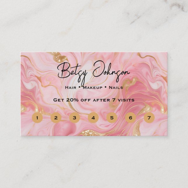 Elegante Rosa White Gold Loyalty Card Treuekarte (Vorderseite)